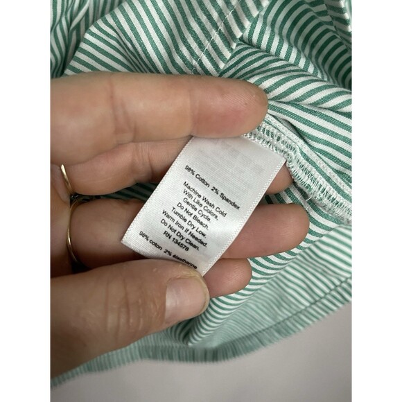 Vineyard Vines womens medium green white striped long sleeve top blouse - Picture 5 of 7